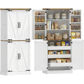 Colonne cuisine blanche 182 cm avec quatre portes et nombreux compartiments