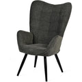 Fauteuil scandinave en tissu avec accoudoirs rembourres et pieds metalliques, siege confortable pour salon salle a manger ou bureau