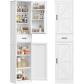 Colonne de cuisine blanche 40 x 30 x 170 cm avec tiroir et tablettes reglables, meuble etroit pour gagner de la place