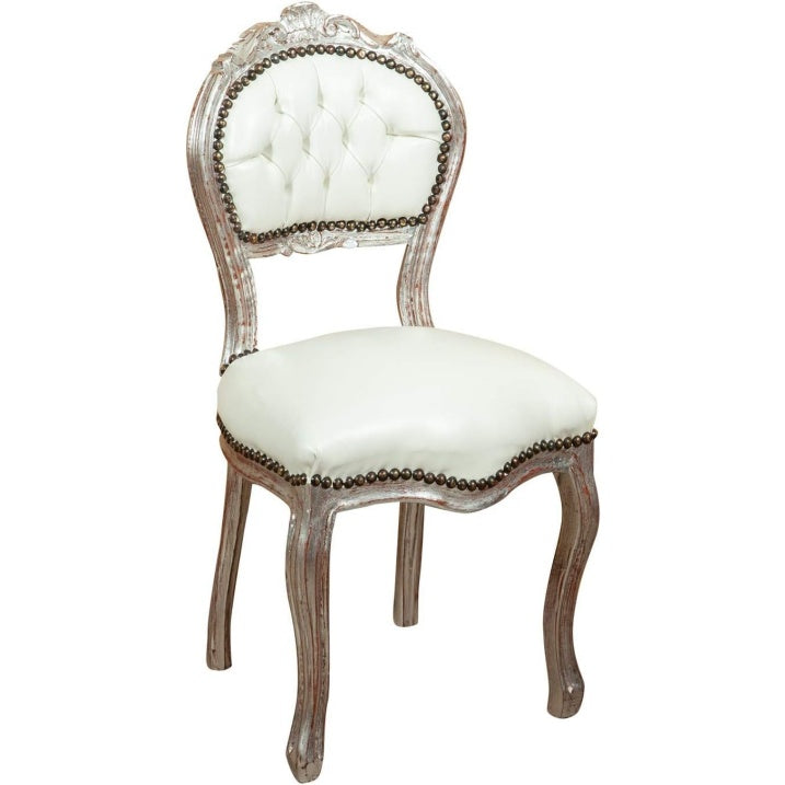 Fauteuil baroque decoratif 90 x 45 x 45 cm avec finition argentee, siege elegant pour interieur raffine