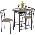 Ensemble salle a manger avec table et deux chaises, plateau equipe d'un espace rangement finition brun clair