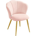 Fauteuil velours rose poudree avec dossier floral, pieds acier et support jusqu'a 150 kg pour interieur elegant
