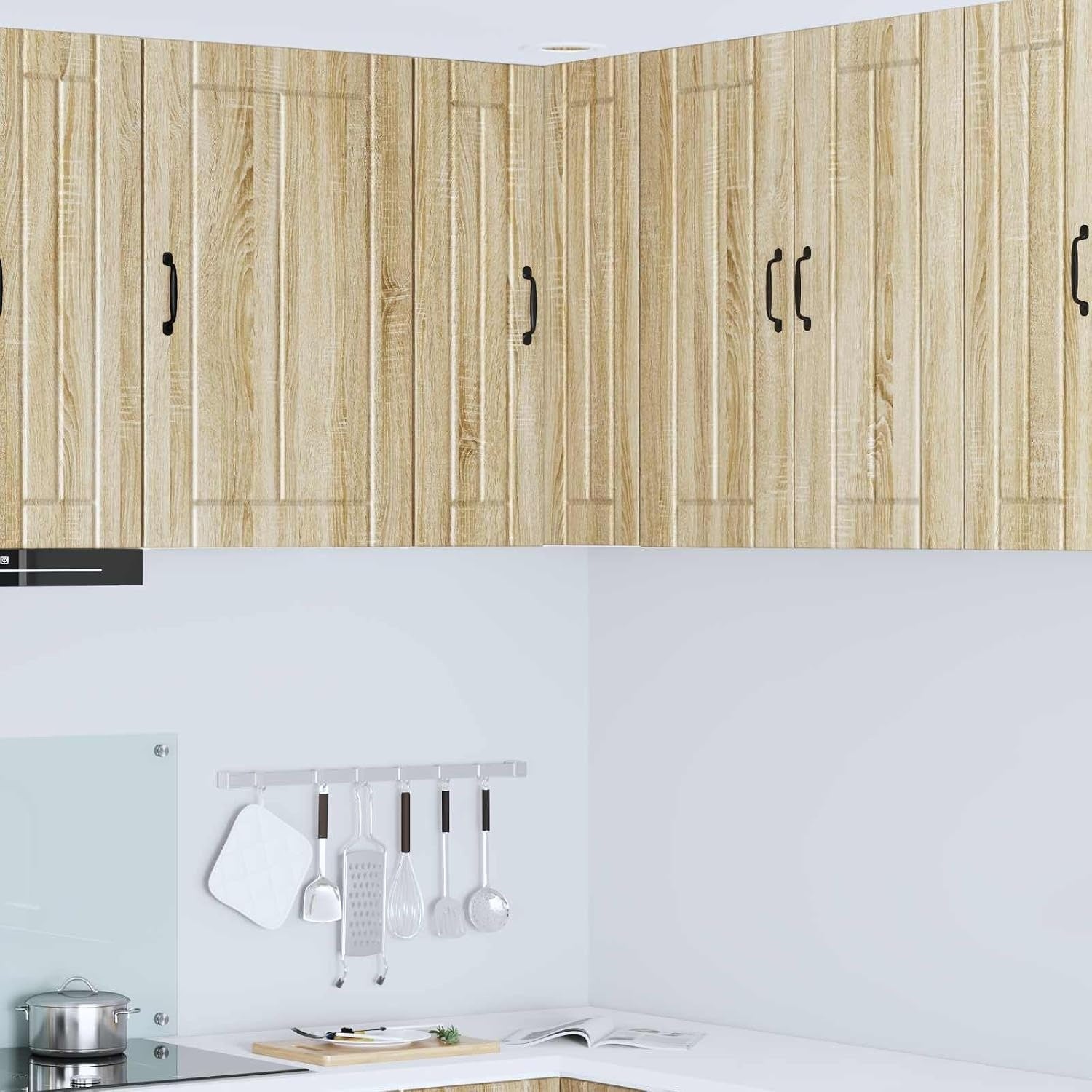 Meuble d angle mural chene Sonoma 57 x 57 x 80 cm avec portes et etageres pour rangement elegant en cuisine