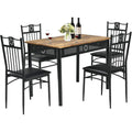 Ensemble table et chaises rembourrees avec structure metal, table rectangulaire marron 107 x 70 cm pour cuisine salon ou repas