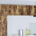 Ensemble mural en chene fume avec portes et etageres pour rangement fonctionnel dans cuisine moderne ou salon